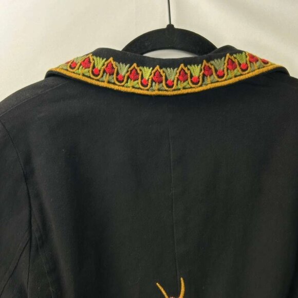 WE Women's S Fashion Black Floral Embroidered Blazer Jacket Boho Folk Tailored - Picture 10 of 15